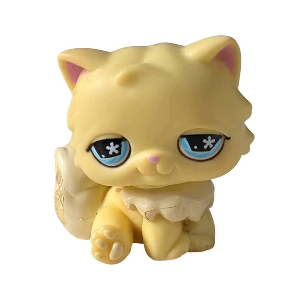 Littlest Pet Shop 490 Persian Cat Yellow Blue Snowflake Eyes Hasbro 2007 Vintage